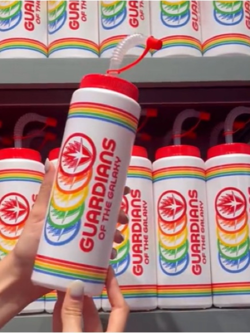 Disney Guardians of the Galaxy Cosmic Rewind Rainbow Retro Water Bottle NWT